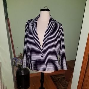 CJ Banks Plus Size 3X Navy and White Striped Blazer